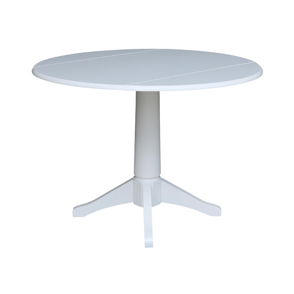42 In Round dual drop Leaf Pedestal Table - 29.5 "H, White. Picture 41