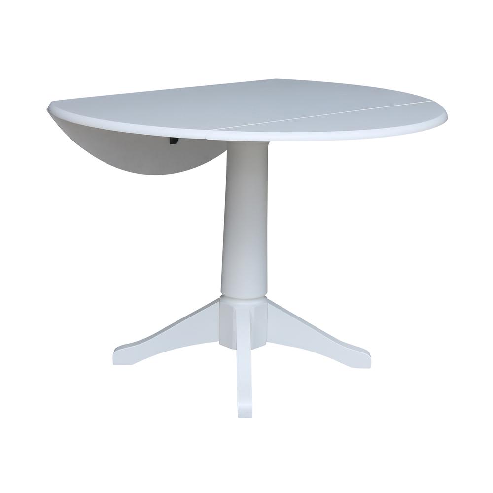 42 In Round dual drop Leaf Pedestal Table - 29.5 "H, White. Picture 39