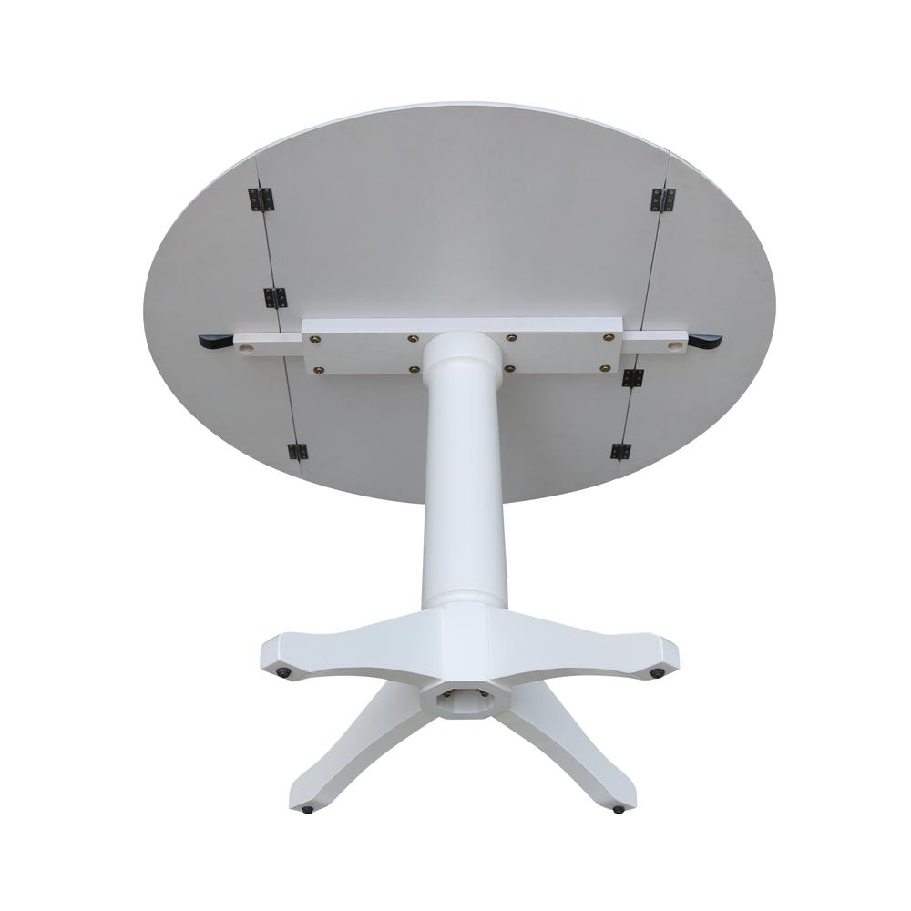 42 In Round dual drop Leaf Pedestal Table - 29.5 "H, White. Picture 42