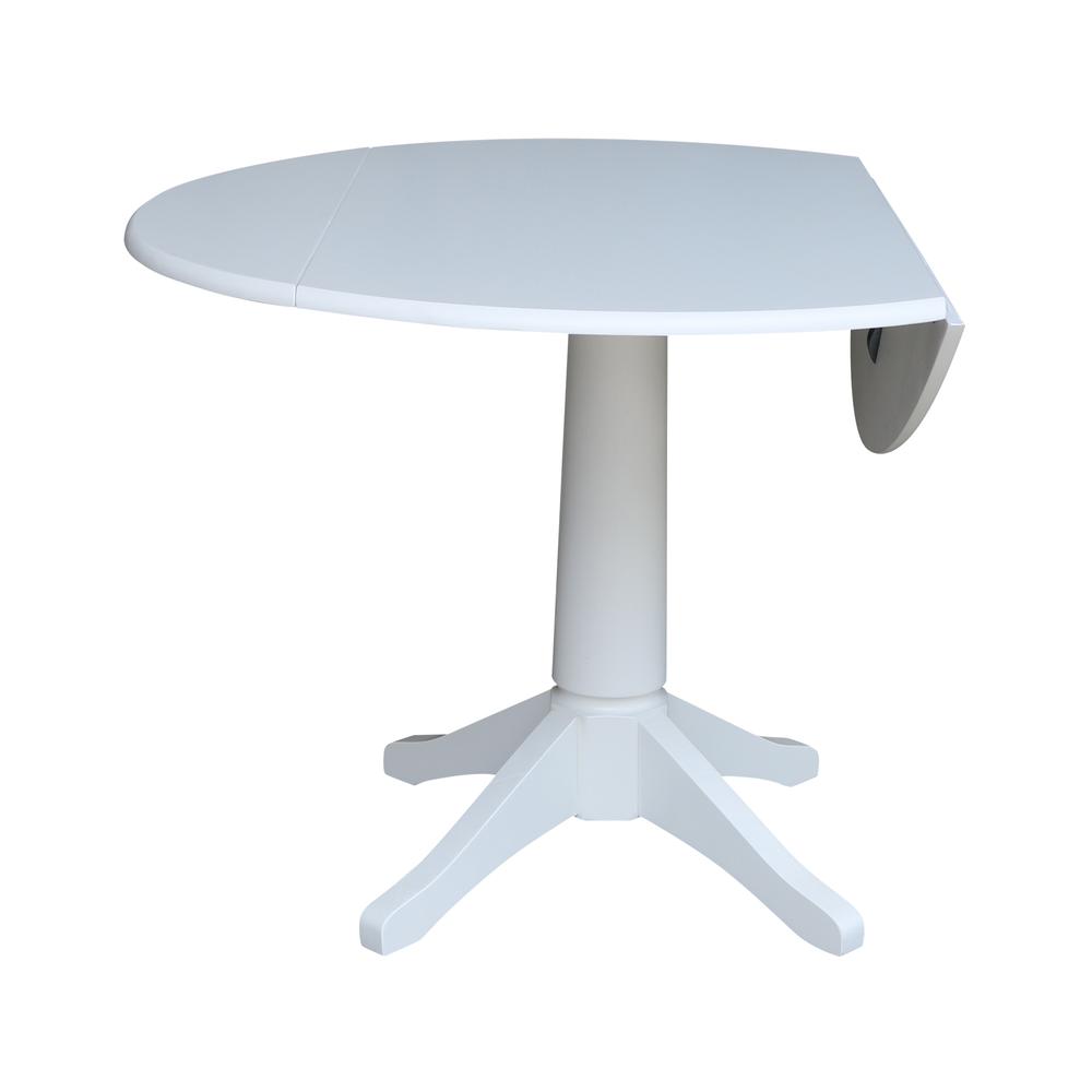42 In Round dual drop Leaf Pedestal Table - 29.5 "H, White. Picture 43