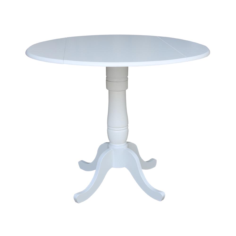 42 In Round dual drop Leaf Pedestal Table - 35.5 "H, White. Picture 15