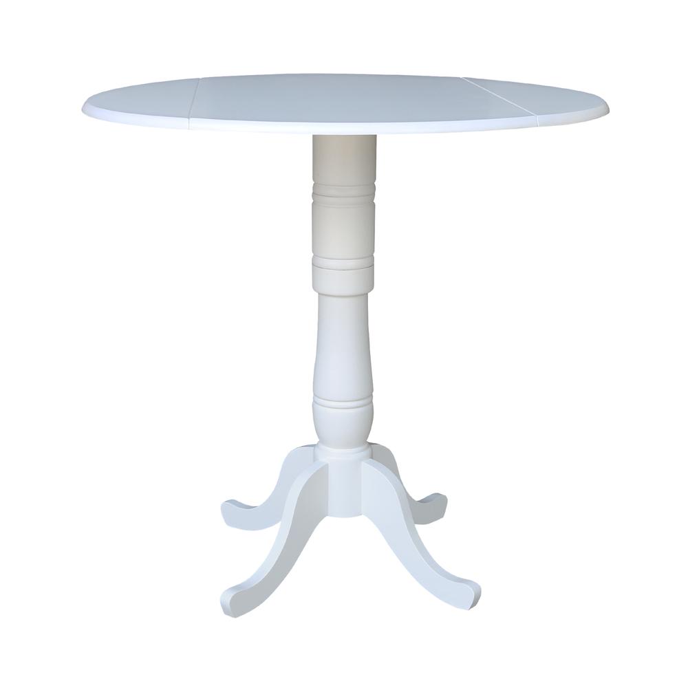 42 In Round dual drop Leaf Pedestal Table - 35.5 "H, White. Picture 14