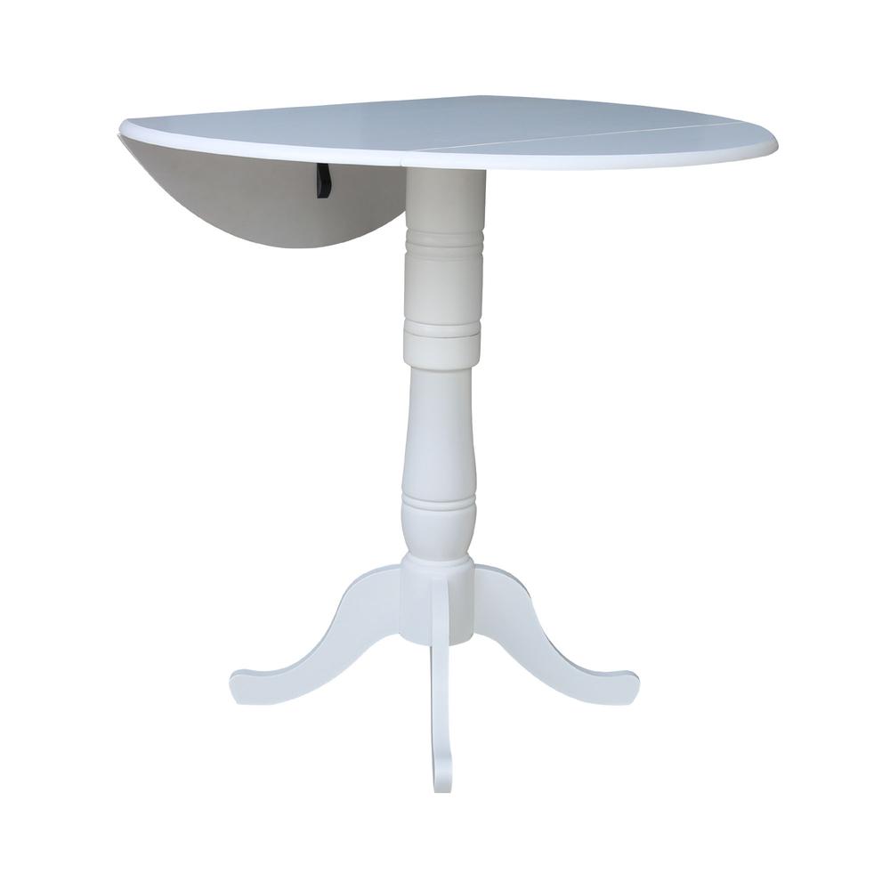 42 In Round dual drop Leaf Pedestal Table - 35.5 "H, White. Picture 8