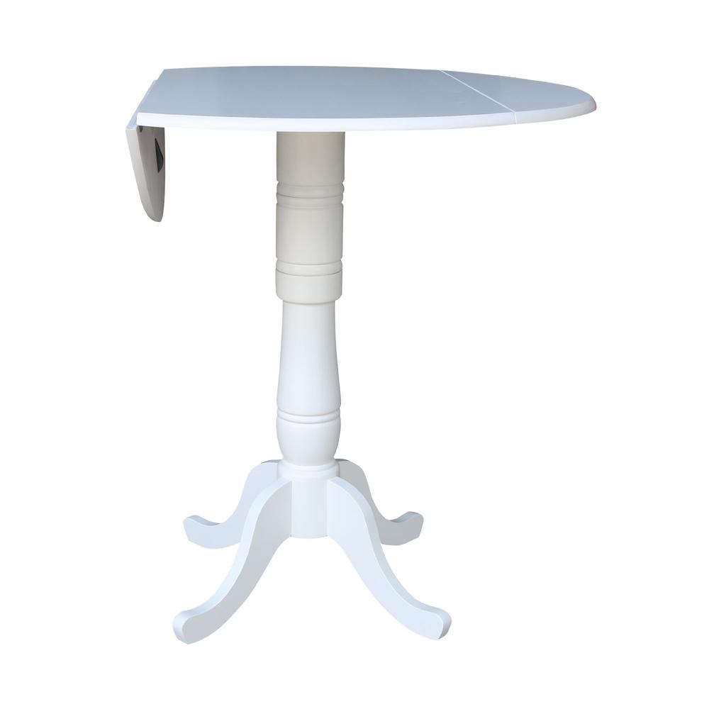 42 In Round dual drop Leaf Pedestal Table - 35.5 "H, White. Picture 12