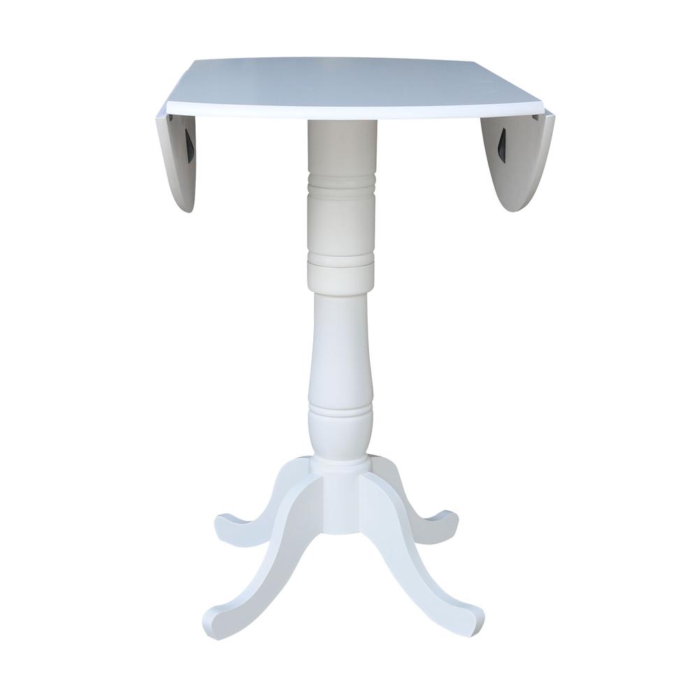 42 In Round dual drop Leaf Pedestal Table - 35.5 "H, White. Picture 13