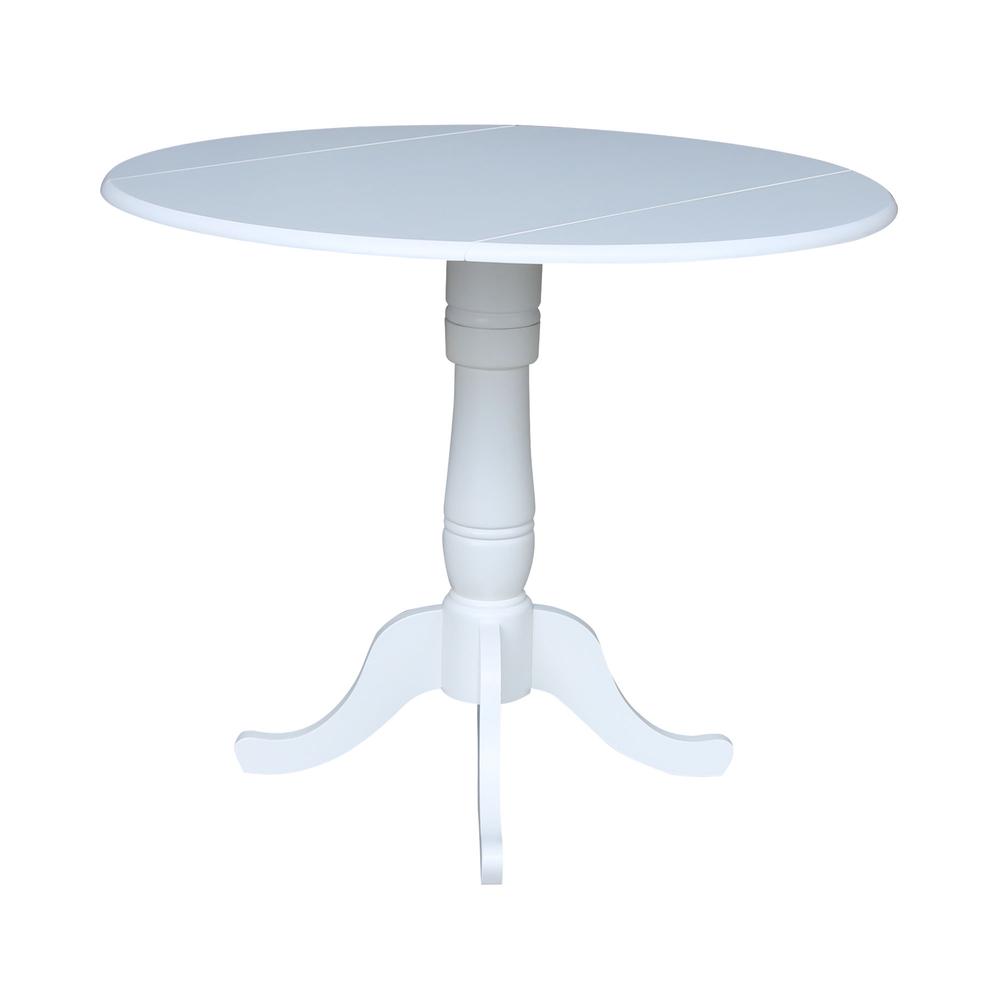 42 In Round dual drop Leaf Pedestal Table - 35.5 "H, White. Picture 3