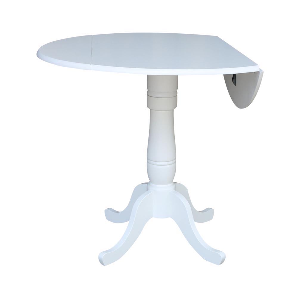 42 In Round dual drop Leaf Pedestal Table - 35.5 "H, White. Picture 5