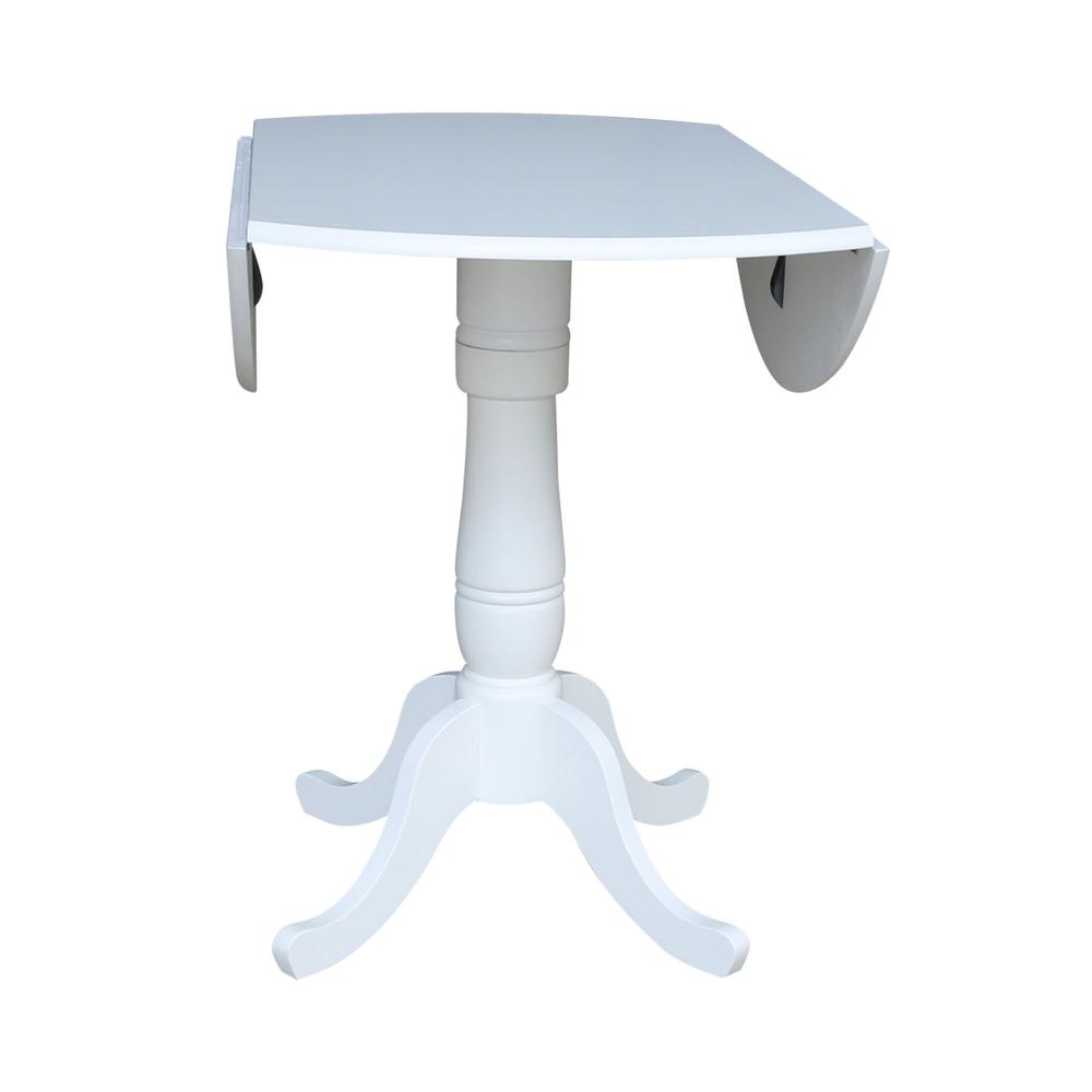 42 In Round dual drop Leaf Pedestal Table - 35.5 "H, White. Picture 6