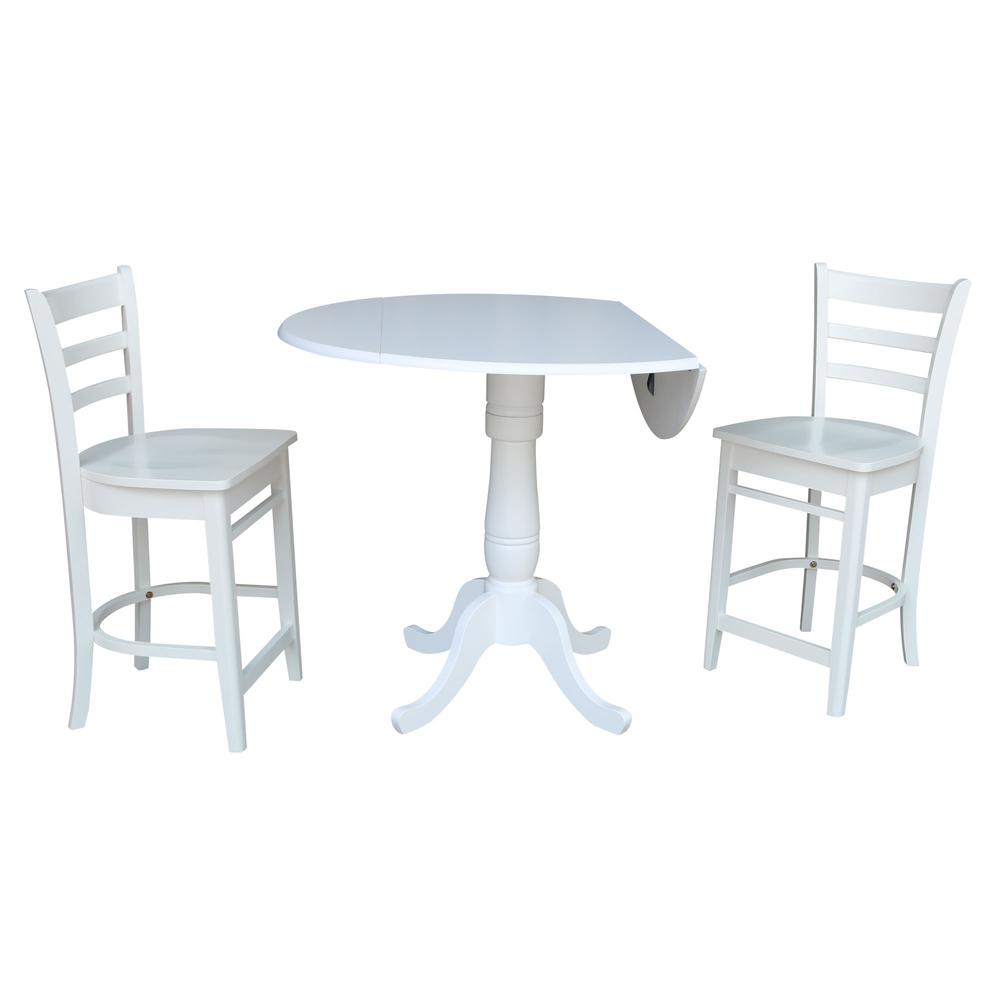 42 In Round Pedestal Gathering Height Table with 2 Counter Height Stools. Picture 1