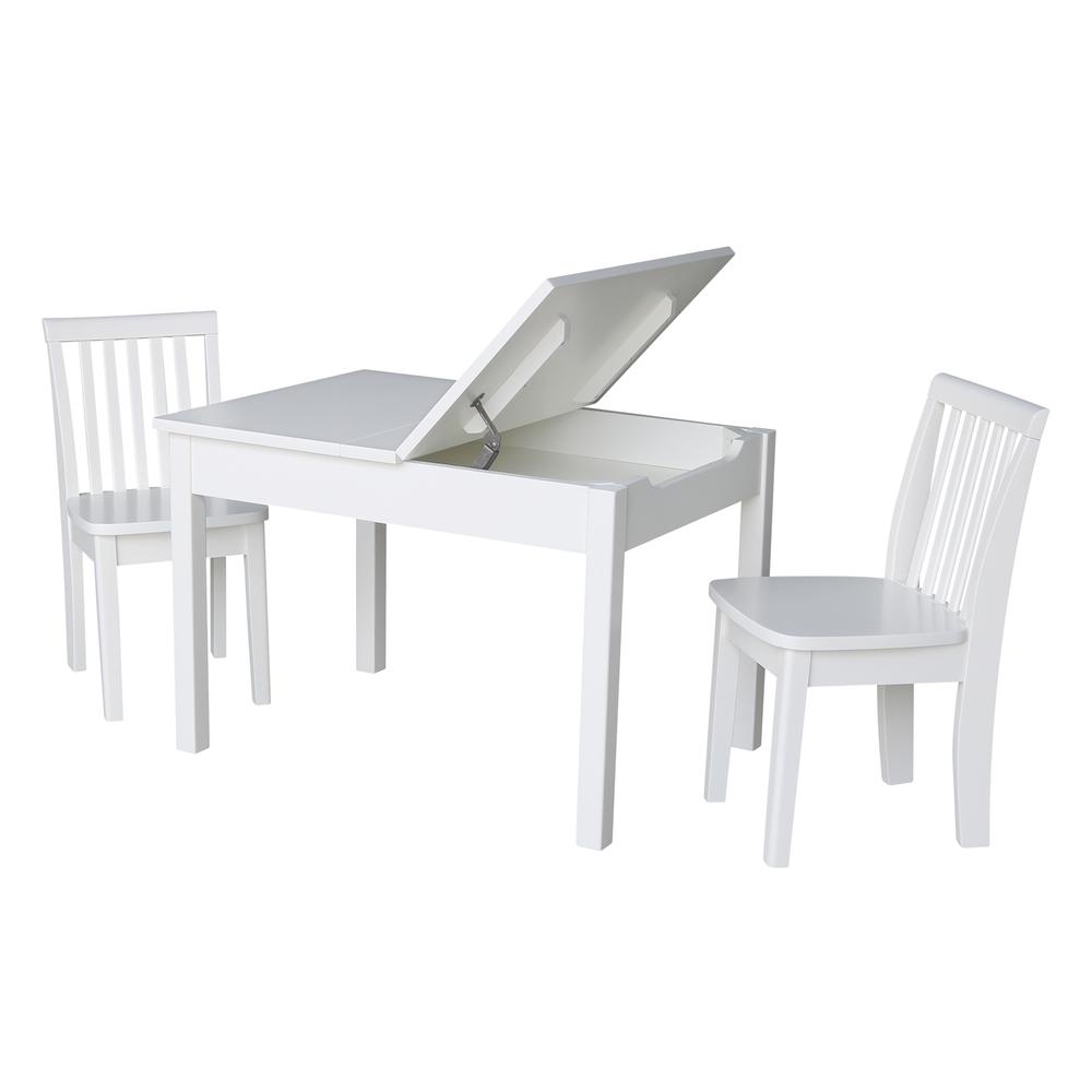 Table With 2 Mission Juvenile Chairs, White. Picture 1