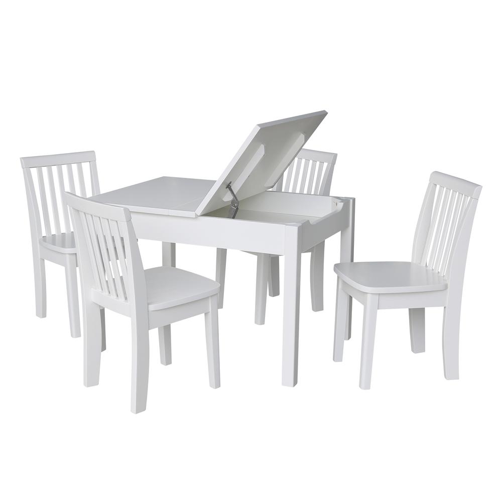 Table With 4 Mission Juvenile Chairs, White. Picture 1