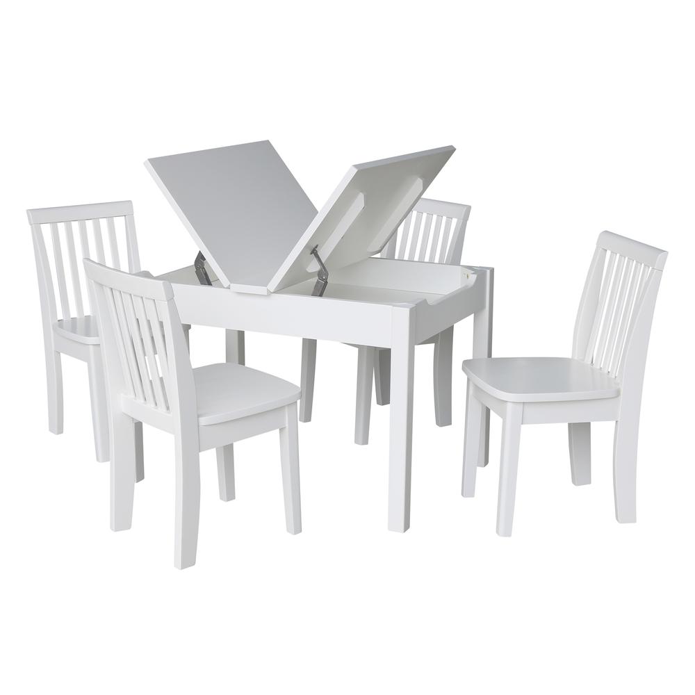 Table With 4 Mission Juvenile Chairs, White. Picture 2