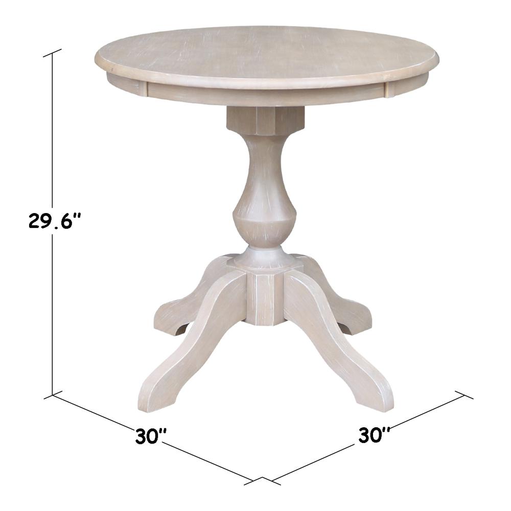 30" Round Top Pedestal Table - 28.9"H, Washed Gray Taupe. Picture 1