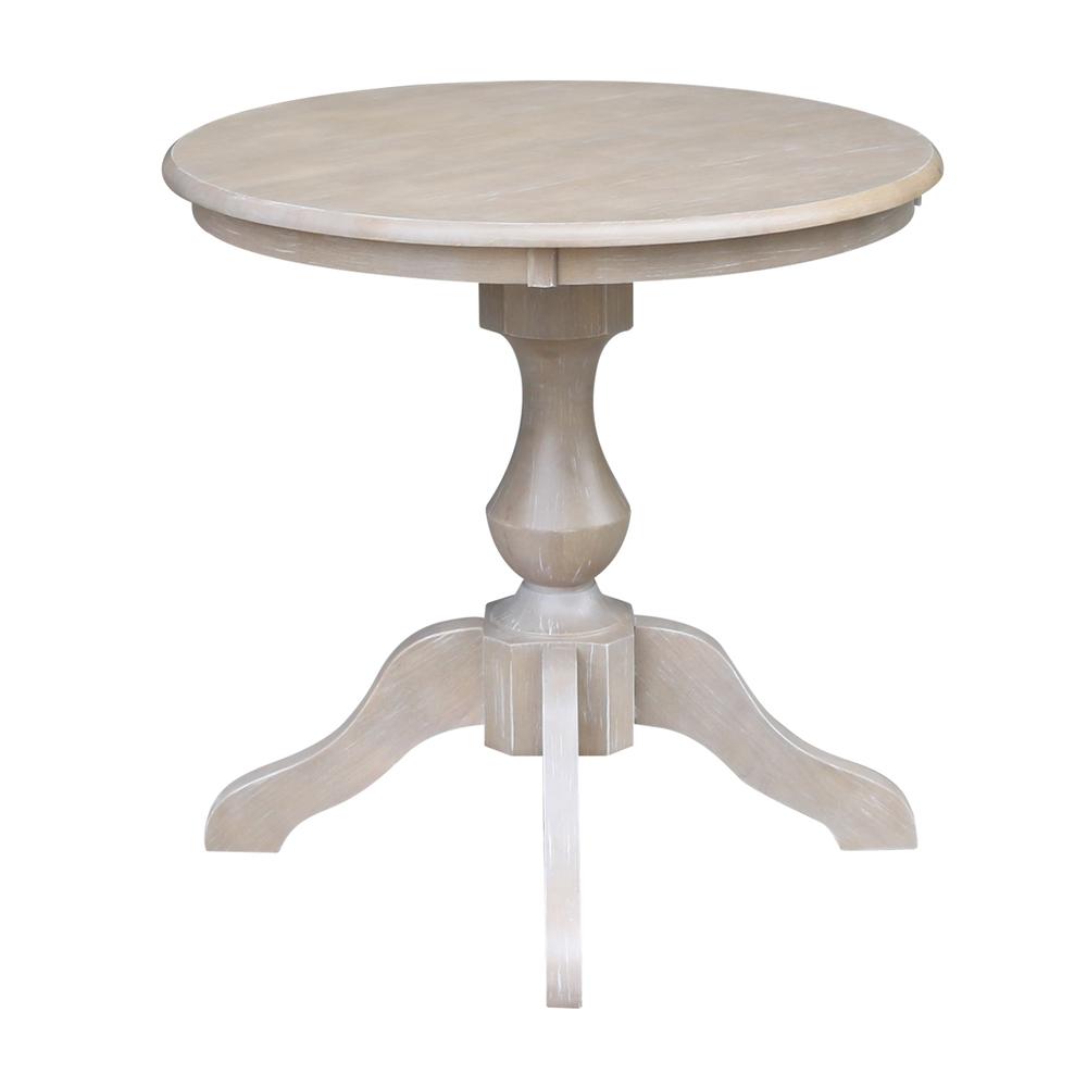 30" Round Top Pedestal Table - 28.9"H, Washed Gray Taupe. Picture 2