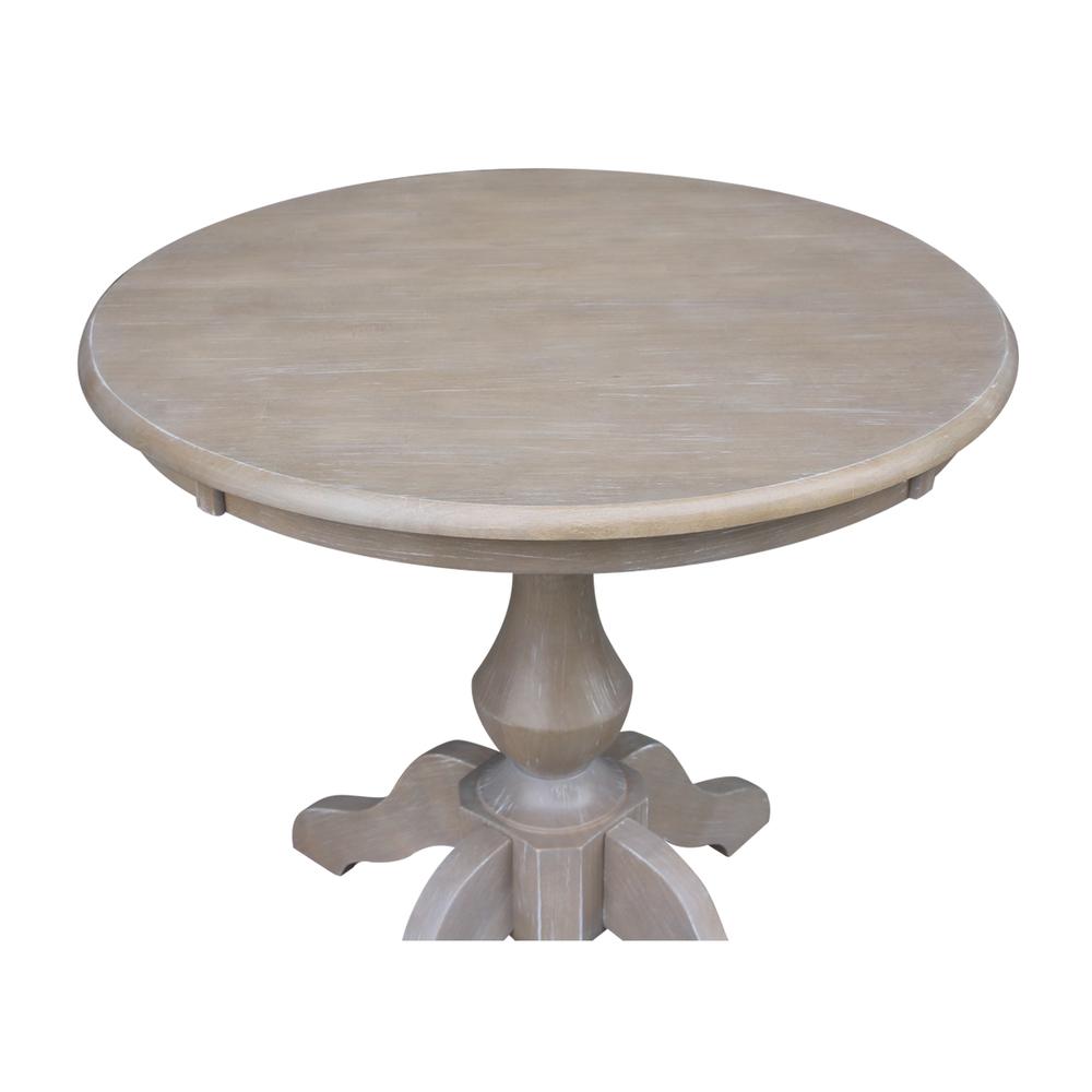 30" Round Top Pedestal Table - 28.9"H, Washed Gray Taupe. Picture 4