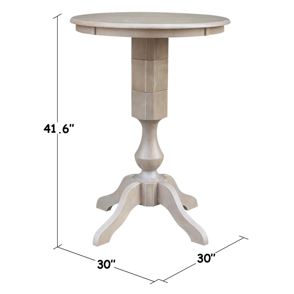 30" Round Top Pedestal Table - 34.9"H, Washed Gray Taupe. Picture 4