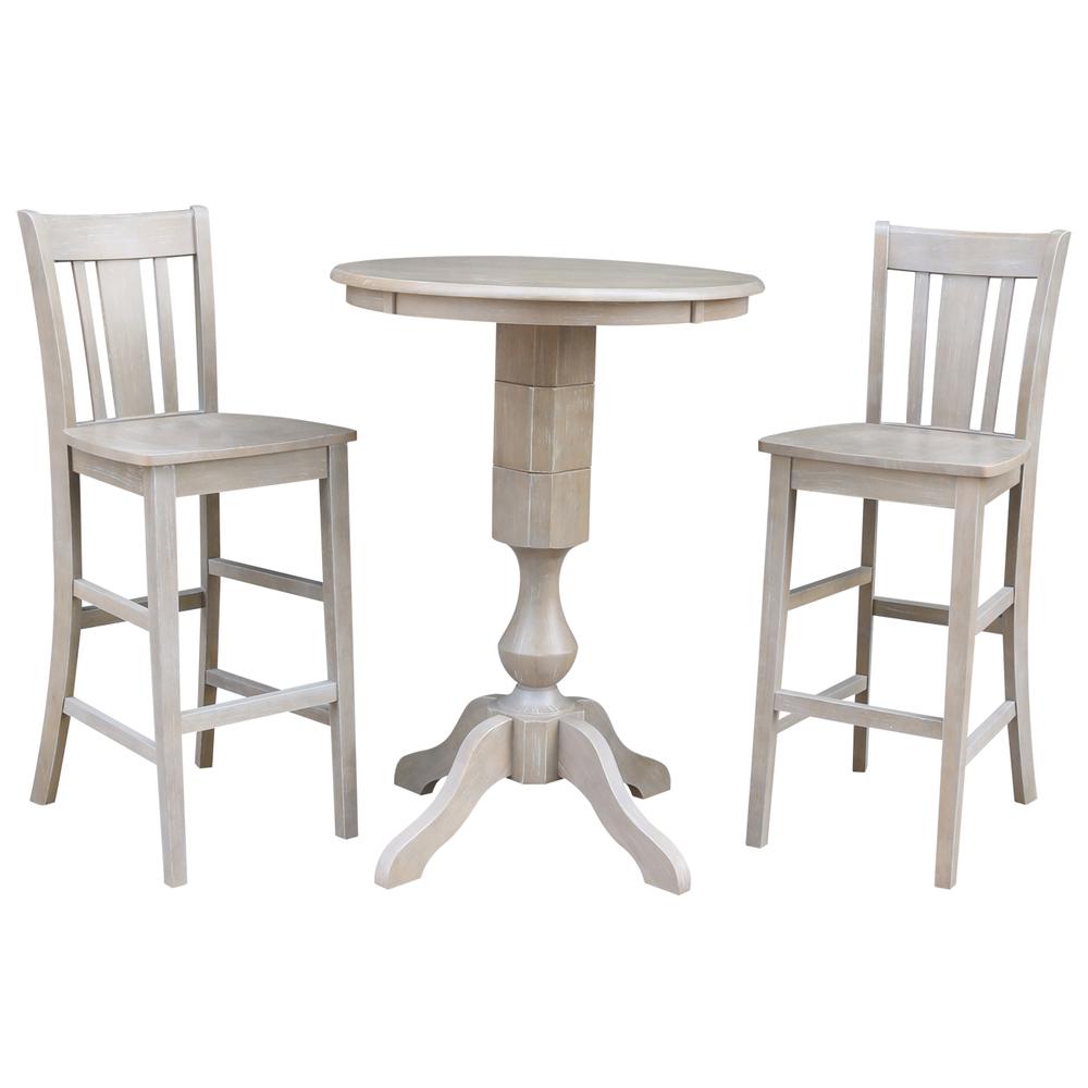 30" Round Top Pedestal Table - 34.9"H, Washed Gray Taupe. Picture 7