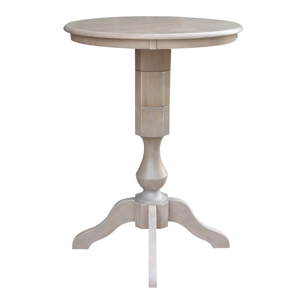 30" Round Top Pedestal Table - 34.9"H, Washed Gray Taupe. Picture 5