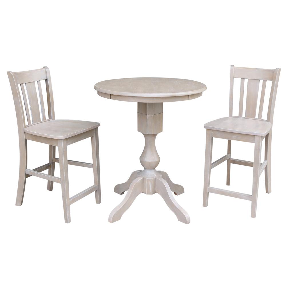 30" Round Top Pedestal Table - 34.9"H, Washed Gray Taupe. Picture 10