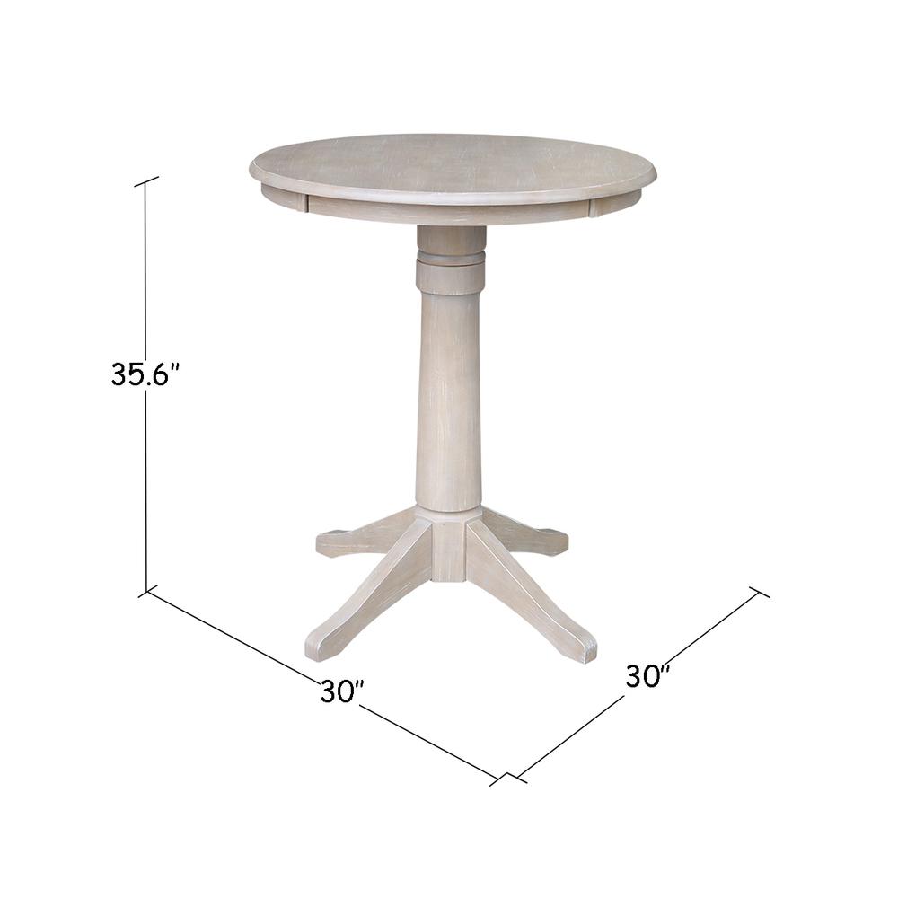 30" Round Top Pedestal Table - 28.9"H, Washed Gray Taupe. Picture 4