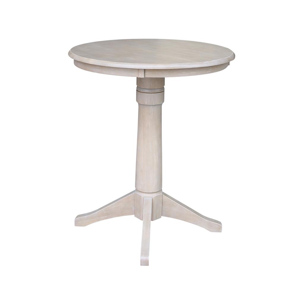 30" Round Top Pedestal Table - 28.9"H, Washed Gray Taupe. Picture 5