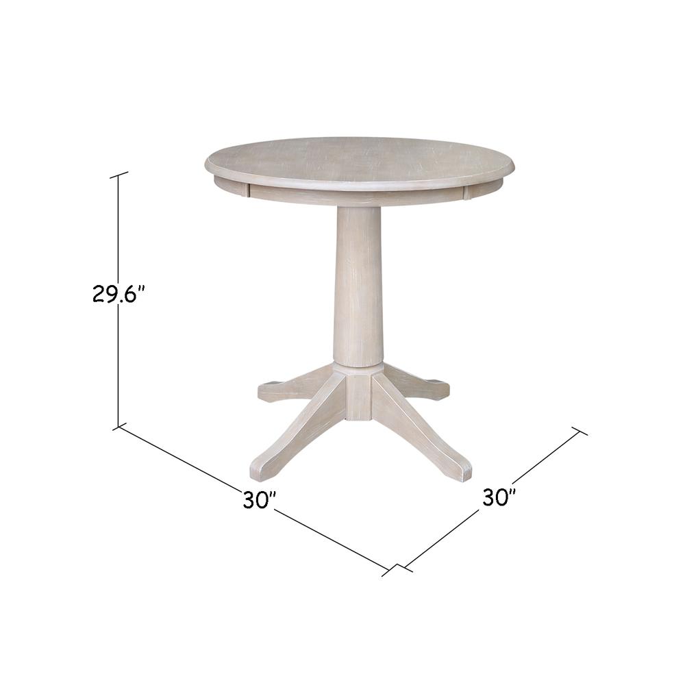 30" Round Top Pedestal Table - 28.9"H, Washed Gray Taupe. Picture 1