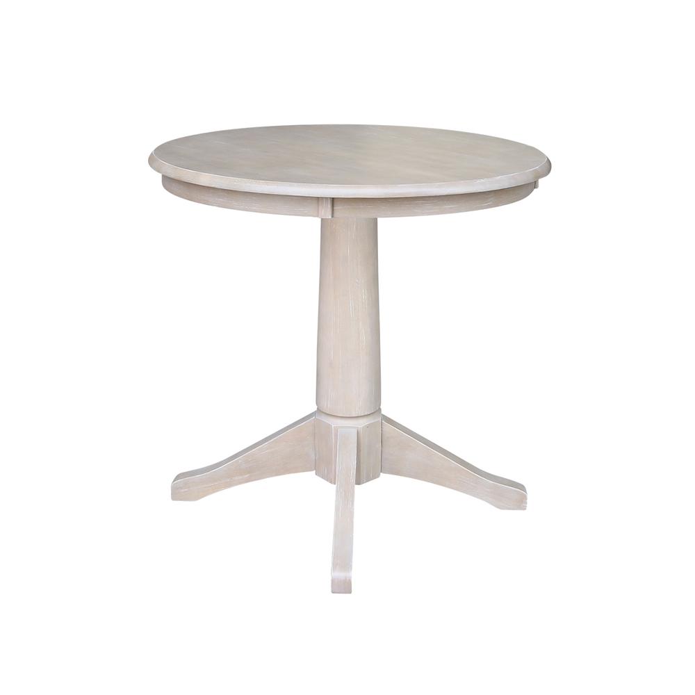 30" Round Top Pedestal Table - 28.9"H, Washed Gray Taupe. Picture 2