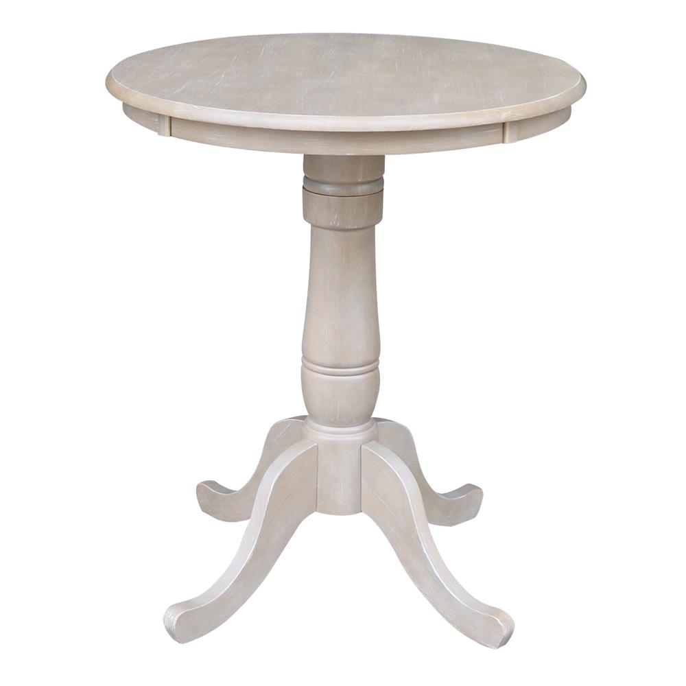 30" Round Top Pedestal Table - 34.9"H, Washed Gray Taupe. Picture 12