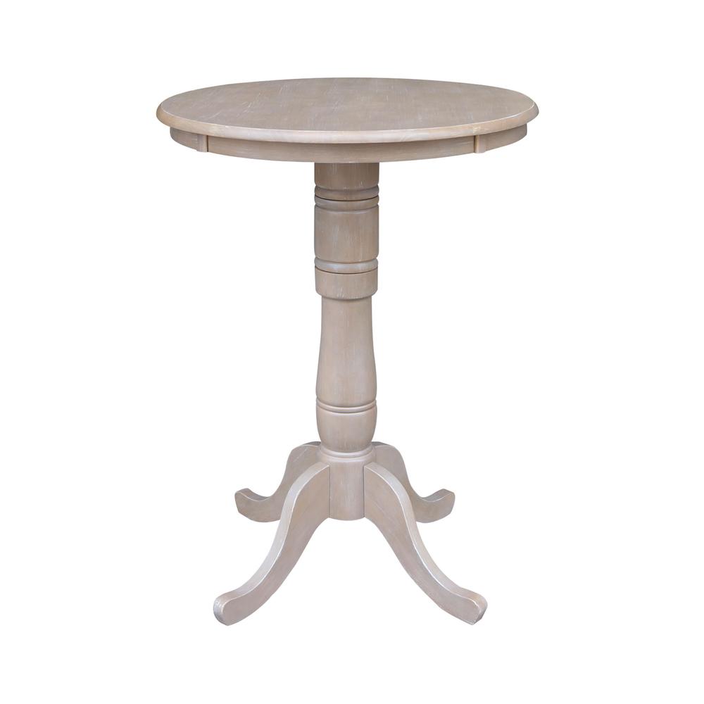 30" Round Top Pedestal Table - 34.9"H, Washed Gray Taupe. Picture 9