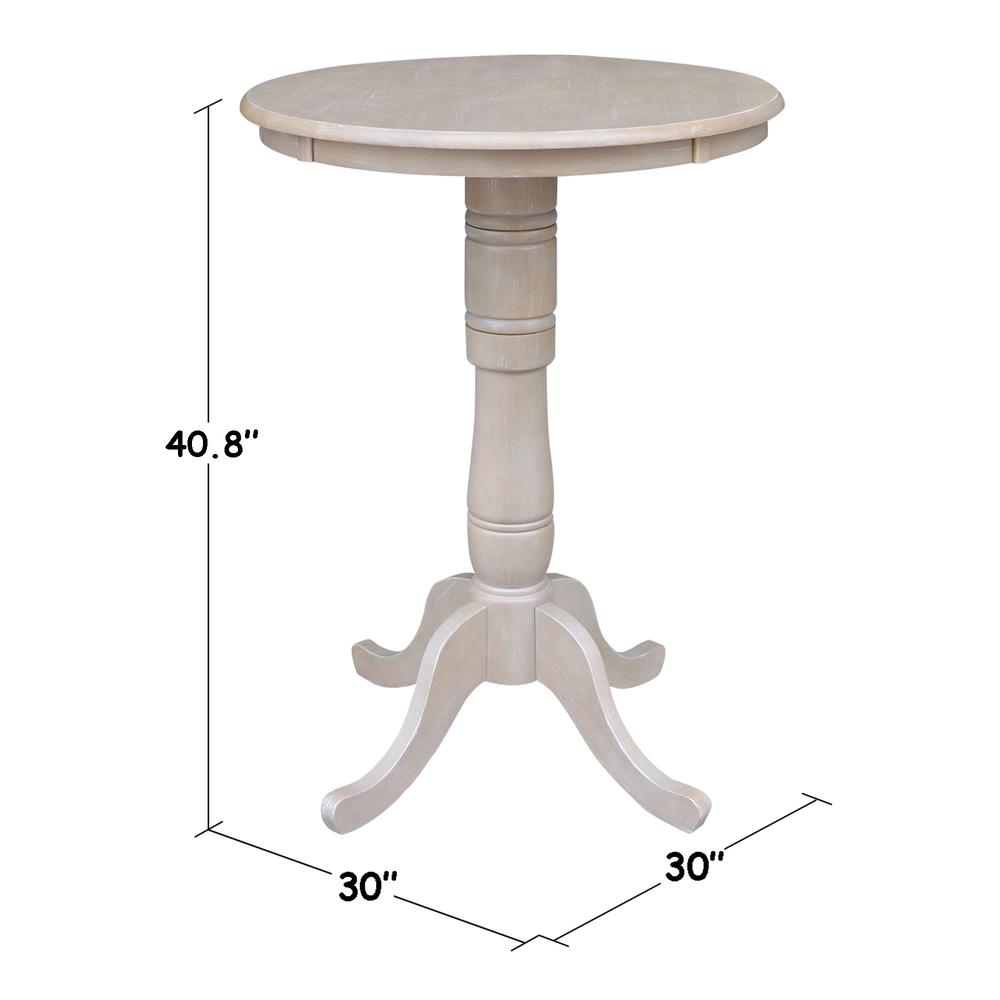 30" Round Top Pedestal Table - 34.9"H, Washed Gray Taupe. Picture 4