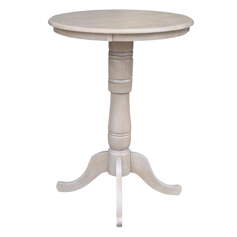 30" Round Top Pedestal Table - 34.9"H, Washed Gray Taupe. Picture 5