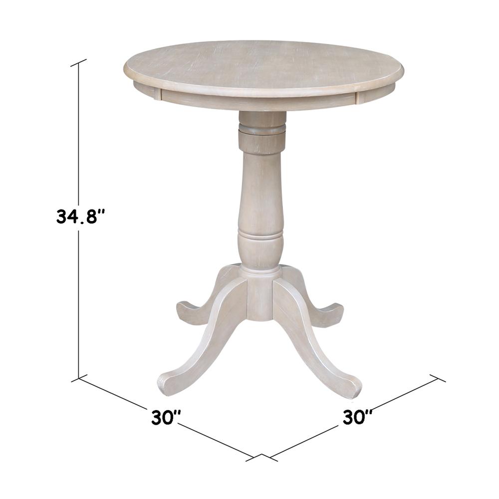 30" Round Top Pedestal Table - 34.9"H, Washed Gray Taupe. Picture 1