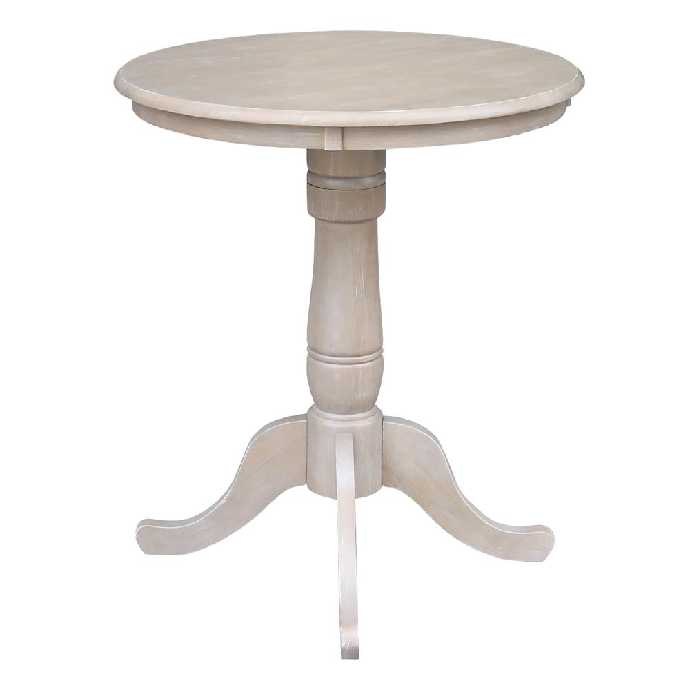 30" Round Top Pedestal Table - 34.9"H, Washed Gray Taupe. Picture 2