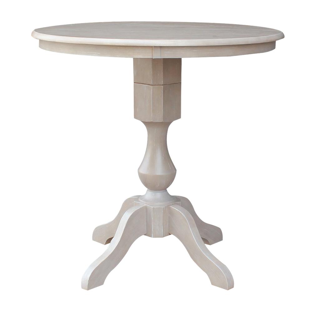 36" Round Top Pedestal Table - 34.9"H, Washed Gray Taupe. Picture 8