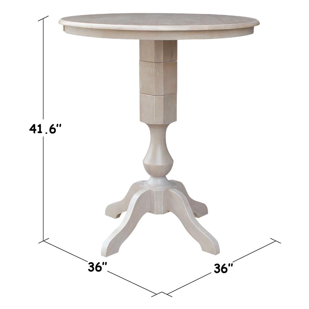 36" Round Top Pedestal Table - 34.9"H, Washed Gray Taupe. Picture 4