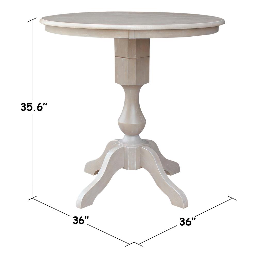 36" Round Top Pedestal Table - 34.9"H, Washed Gray Taupe. Picture 1
