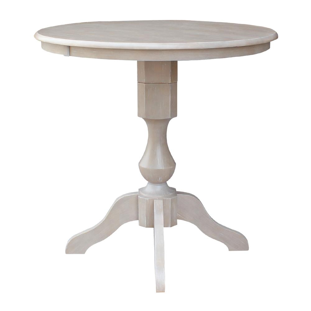 36" Round Top Pedestal Table - 34.9"H, Washed Gray Taupe. Picture 2