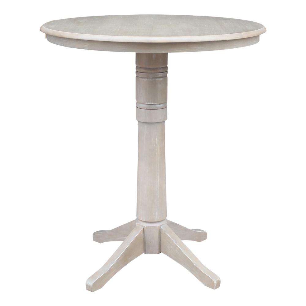 36" Round Top Pedestal Table - 28.9"H, Washed Gray Taupe. Picture 13