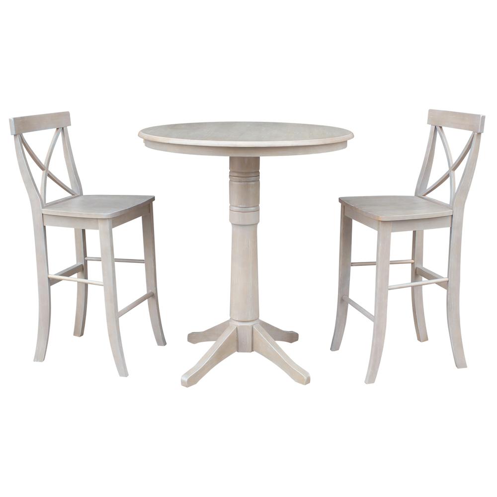 36" Round Top Pedestal Table - 28.9"H, Washed Gray Taupe. Picture 12