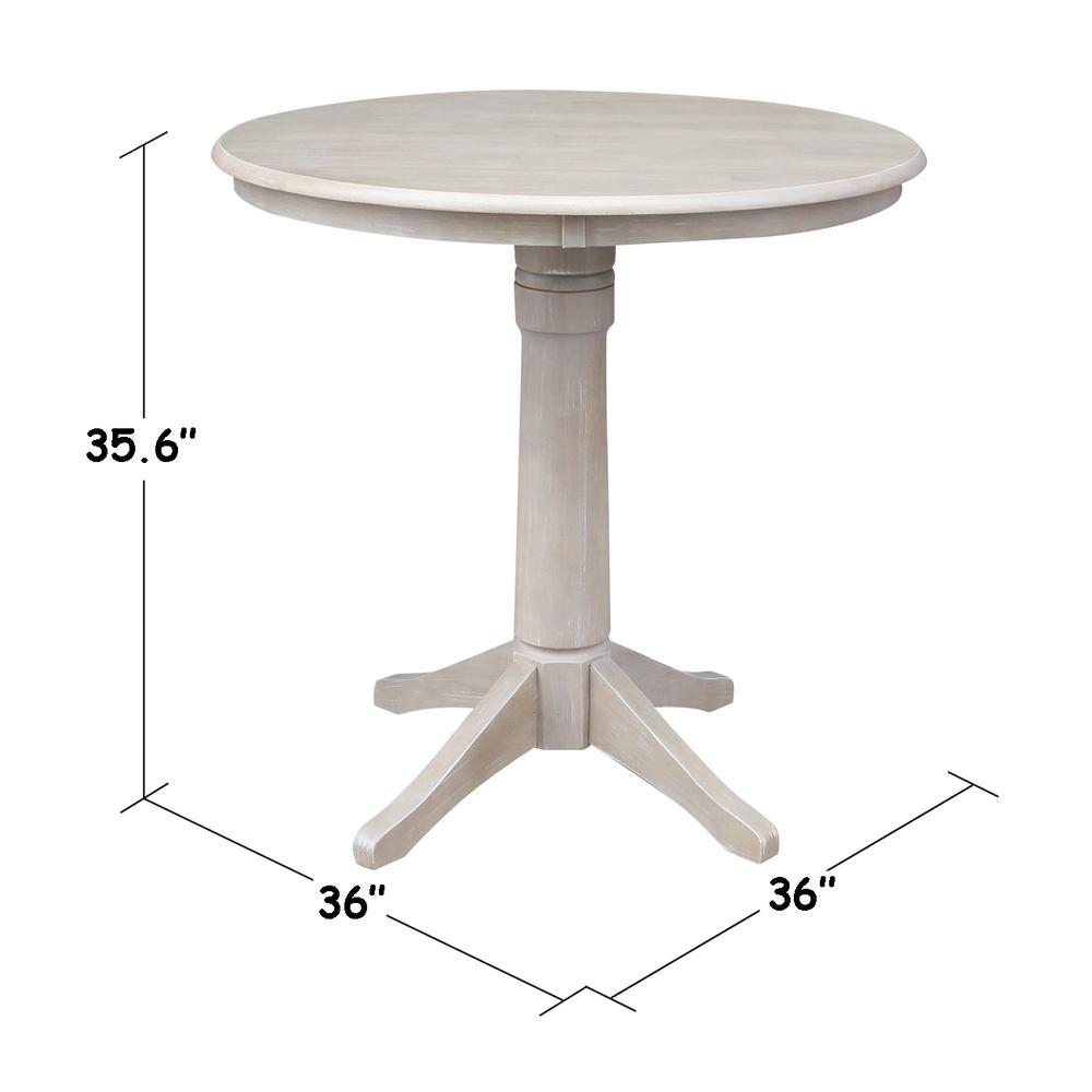 36" Round Top Pedestal Table - 28.9"H, Washed Gray Taupe. Picture 5