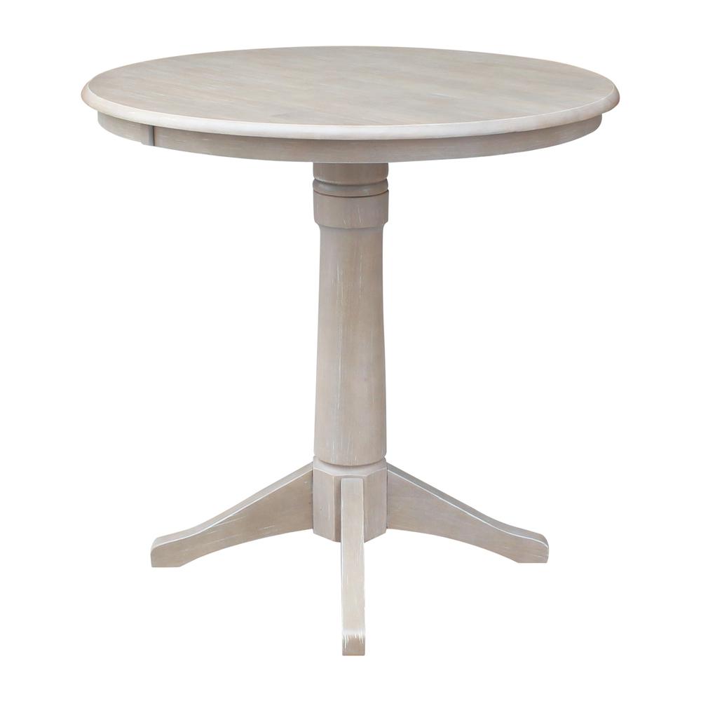 36" Round Top Pedestal Table - 28.9"H, Washed Gray Taupe. Picture 6