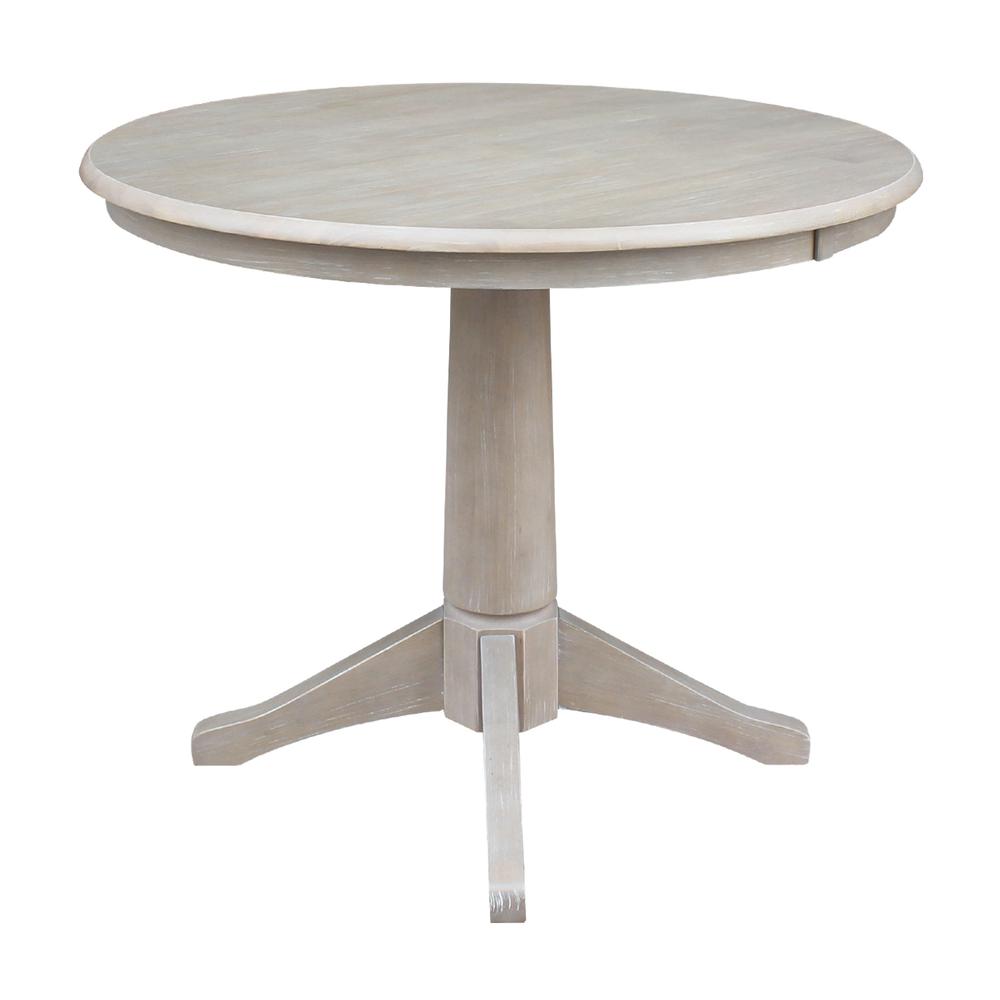 36" Round Top Pedestal Table - 28.9"H, Washed Gray Taupe. Picture 3