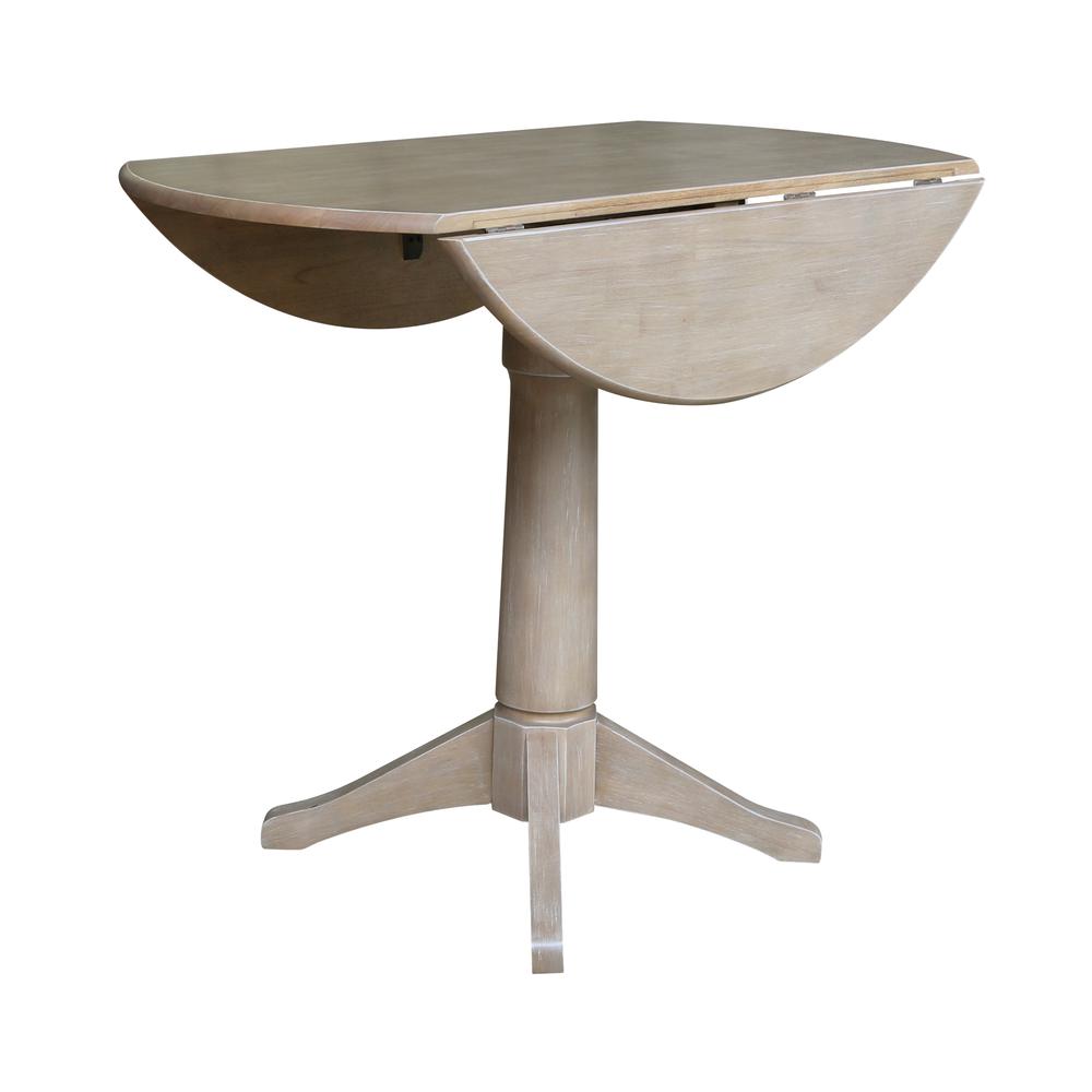 42" Round Dual Drop Leaf Pedestal Table - 36.3"H. Picture 4