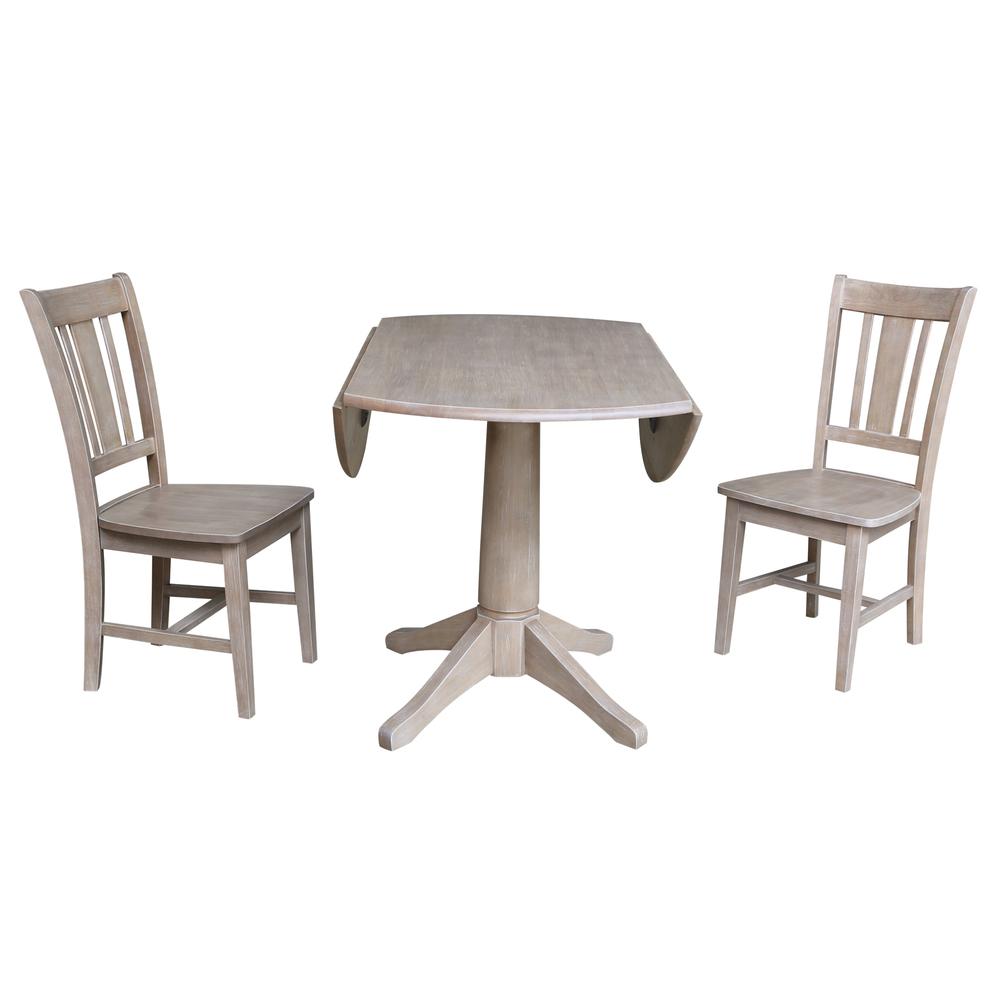 42" Round Dual Drop Leaf Pedestal Table - 29.5"H, Washed Gray Taupe. Picture 68