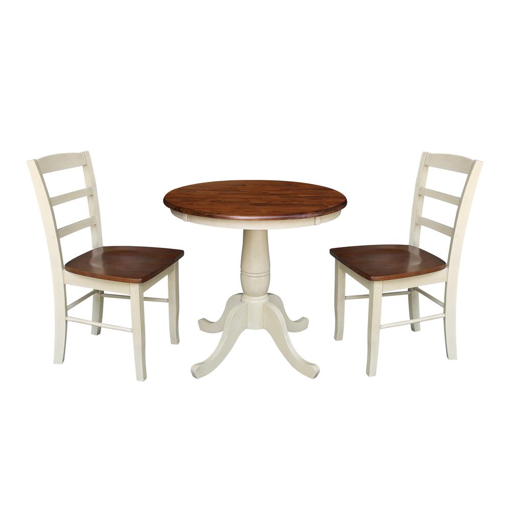 30" Round Top Pedestal Table with 2 Madrid Chairs. Picture 1
