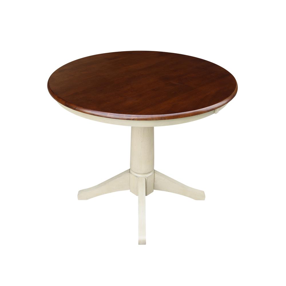 36" Round Top Pedestal Table - 28.9"H, Antiqued Almond/Espresso. Picture 20