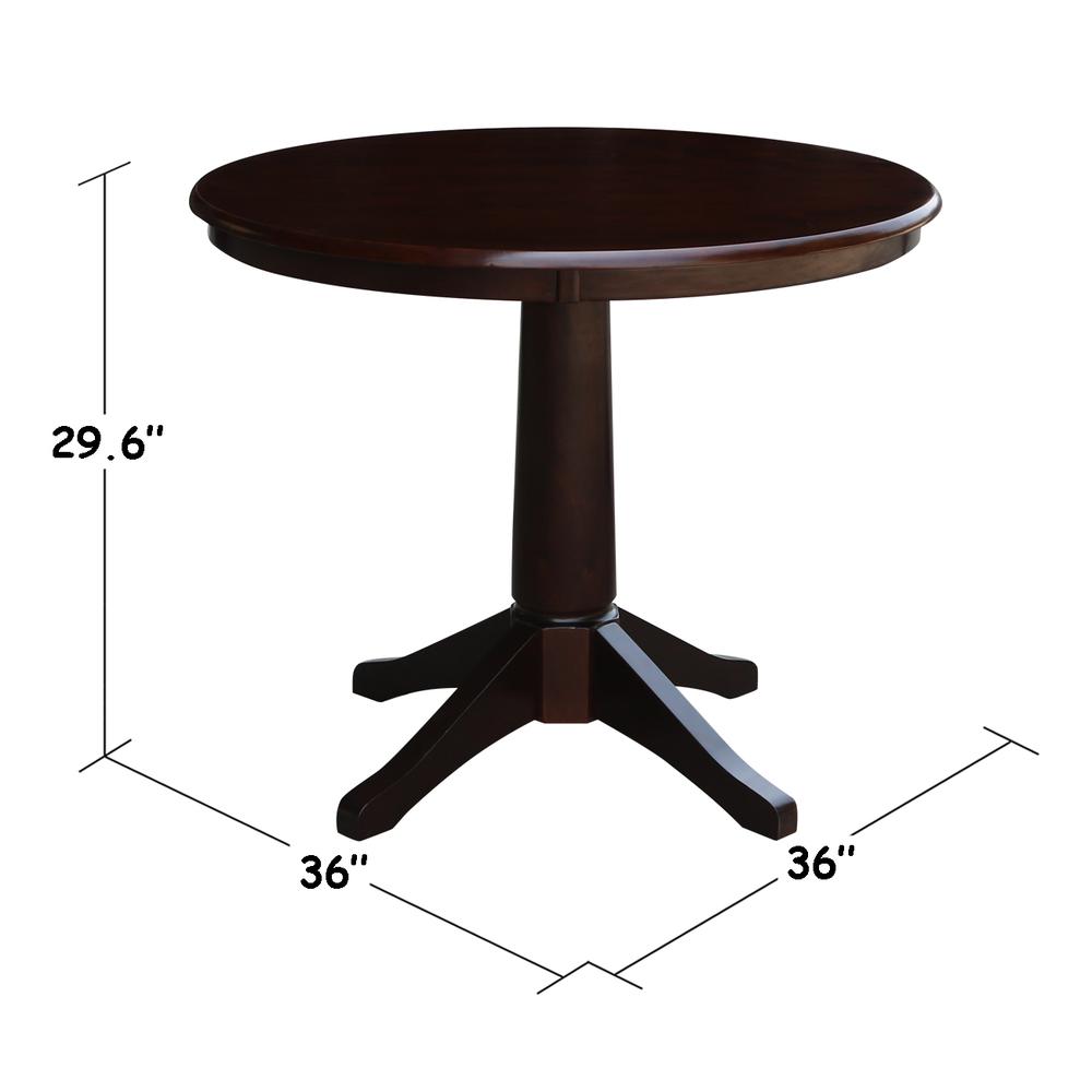 36" Round Top Pedestal Table - 28.9"H, Rich Mocha. Picture 2