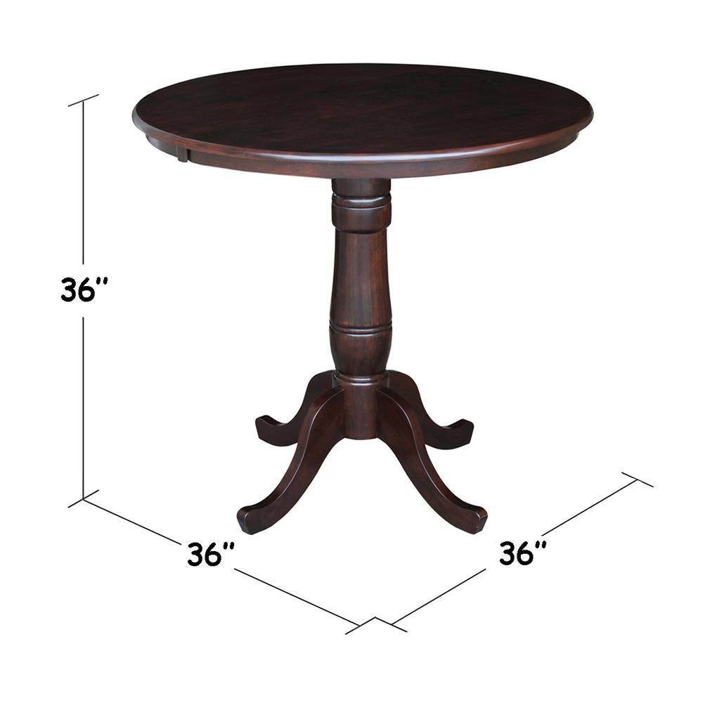 36" Round Top Pedestal Table - 34.9"H, Rich Mocha. Picture 1