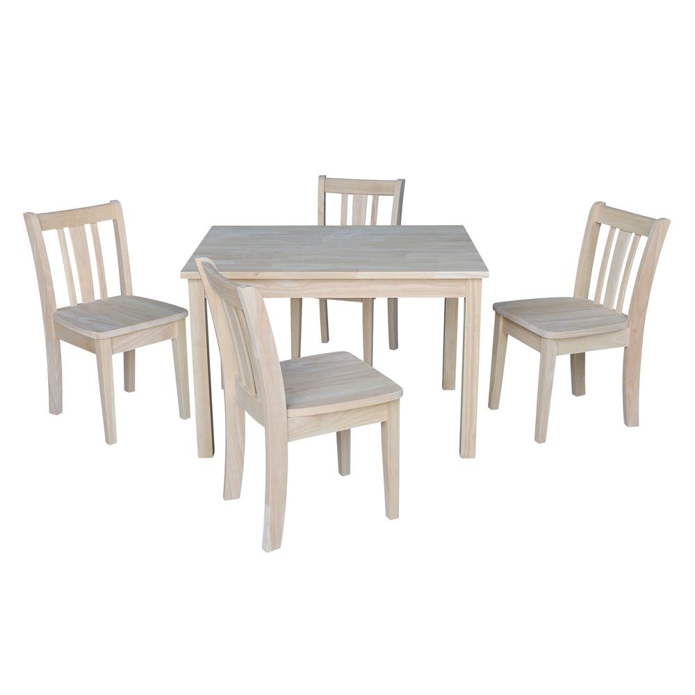 Table With 4 San Remo Juvenile Chairs, Unfinished. Picture 1
