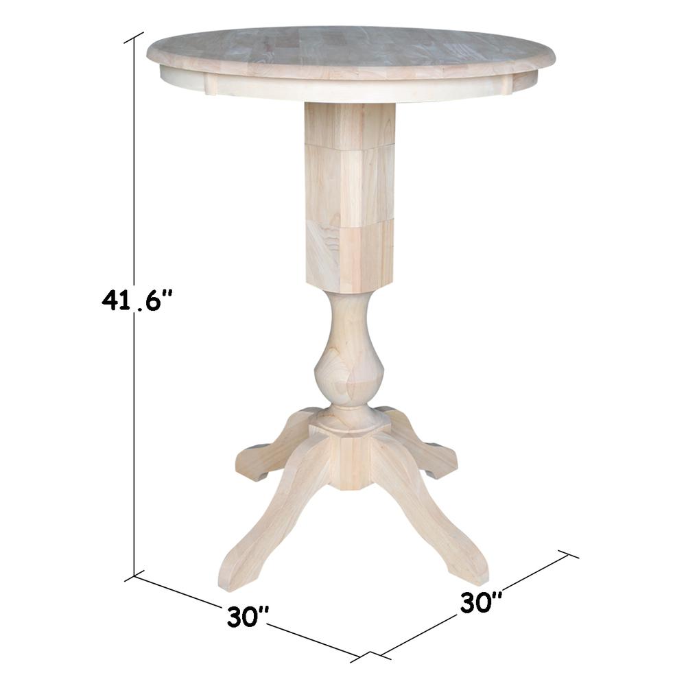 30" Round Top Pedestal Table - 34.9"H, Unfinished. Picture 4